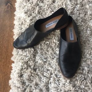 Steve Madden Flats Black Leather Slip On Booties